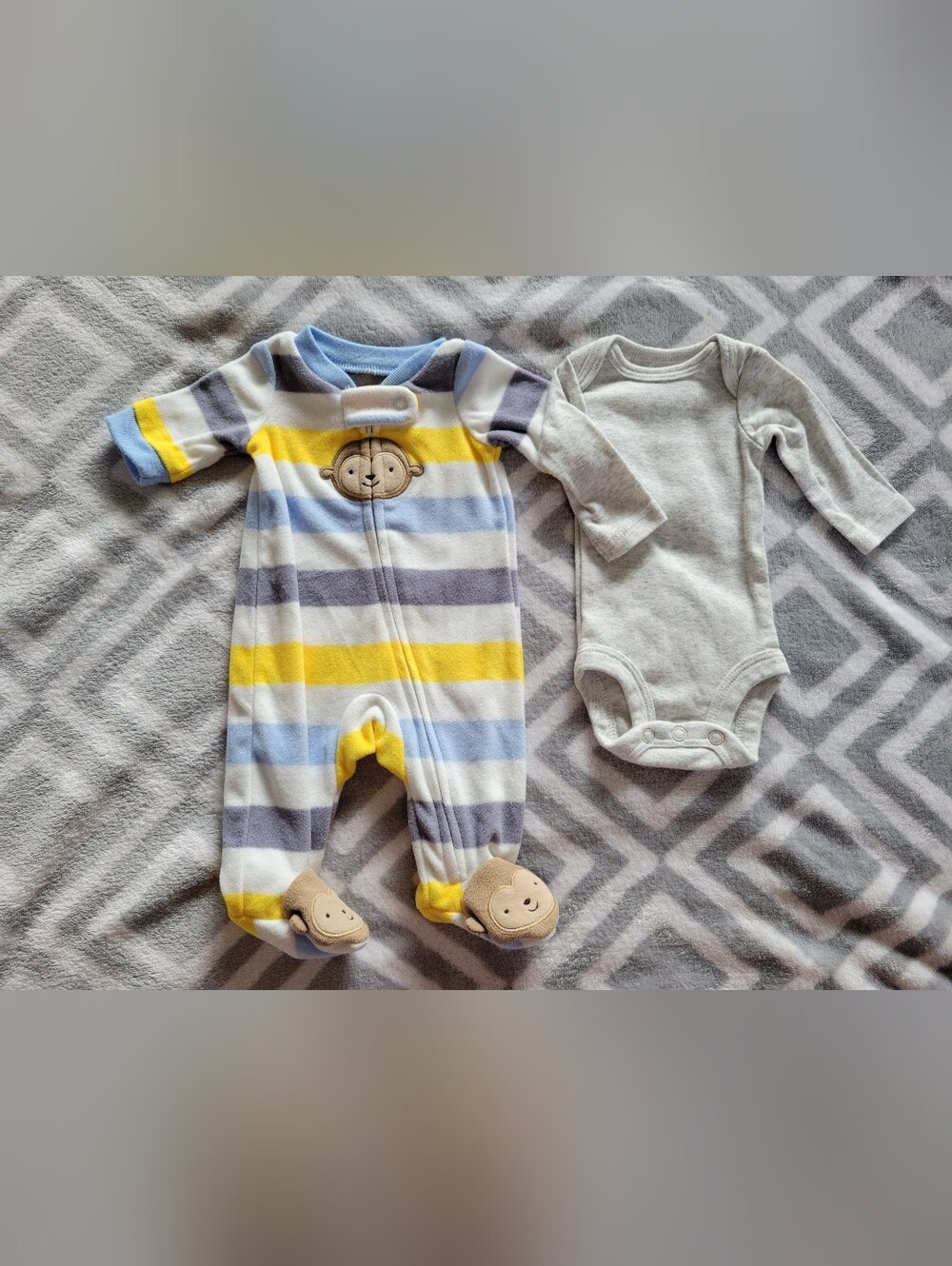Baby Boys size preemie fleece sleeper and long sleeve Onesie